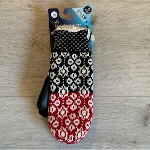 Isotoner Black and Red‎ Knit Mittens